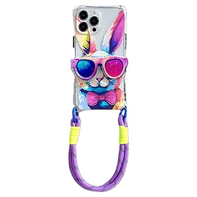 墨镜兔子四角开孔小米17挂绳壳