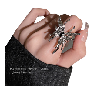 欧美夸张液体蝴蝶戒指女轻奢高级感时尚骨碟开口指环气质食指戒潮