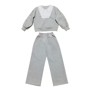 小童木 高智感假两件女童运动套装春季新款中大童上衣裤子两件套