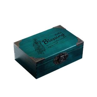 木箱复古小收纳盒长方形带锁木箱子木盒木质盒子礼物实木密码