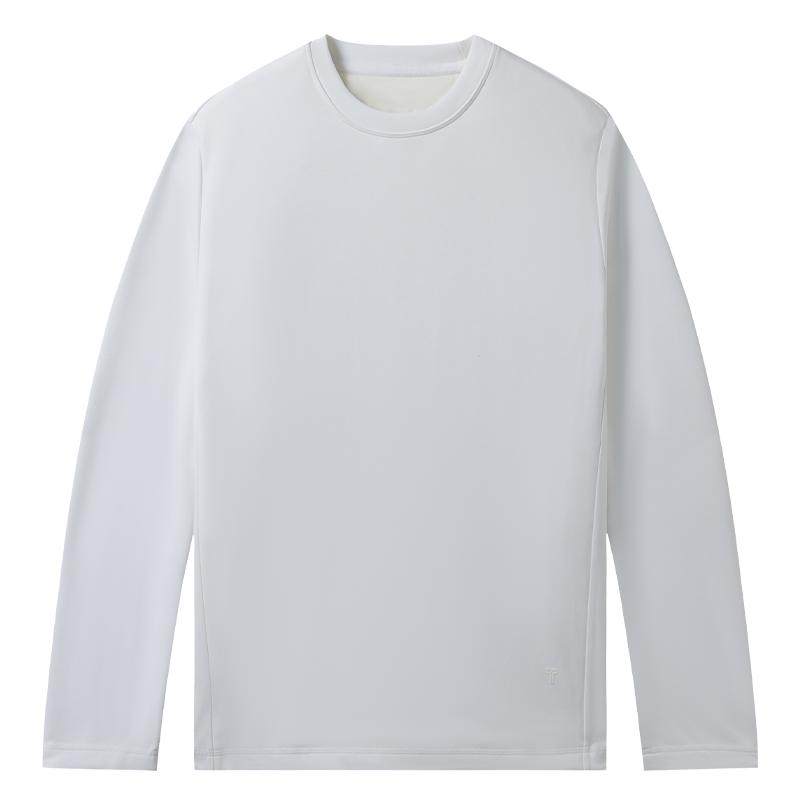 【可机洗鹅绒T】白小T秋冬新款男女长袖拒水体恤加绒保暖打底衫