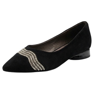 星期六女鞋单鞋女士羊皮闪耀水钻尖头高跟鞋春秋通勤宴会浅口皮鞋