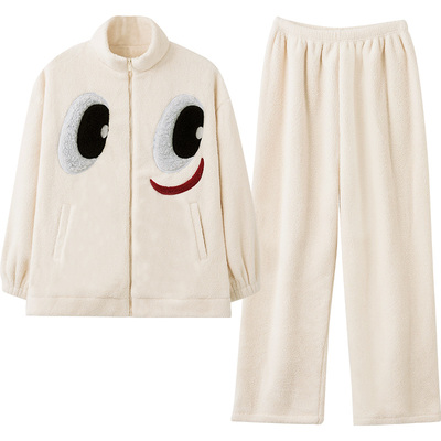 高领睡衣情侣款秋冬羊羔绒可外穿