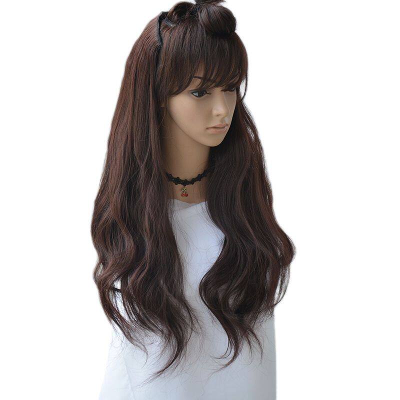 哑光高温丝微卷假发片中长直发片加厚无痕半头仿真发一片式接发片