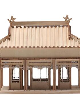 新中式创意古建筑屋檐摆件中国风软装饰品古风禅意免拼装整套摆设