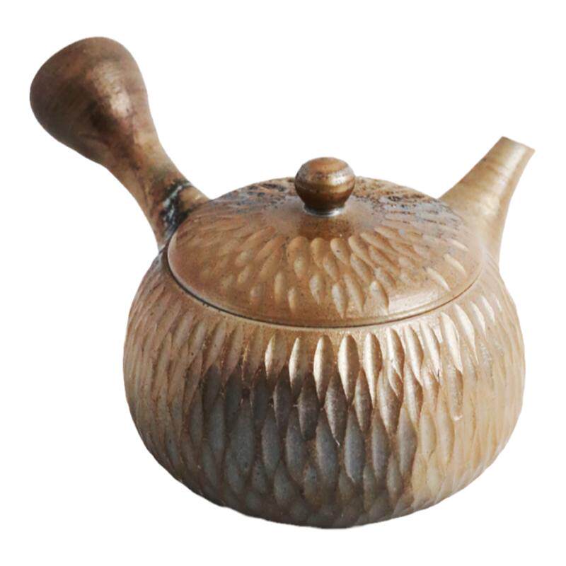 日本常滑烧急须 寿仙 银窑变波纹2 150ml 纯手工日式紫砂侧把茶壶