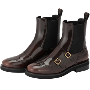 明星同款73hours女鞋分享落日秋冬新款擦色英伦风短靴切尔西靴子