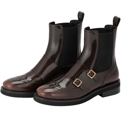 73hours英伦风棕色擦色切尔西靴