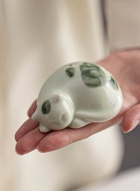 创意可爱小猫咪摆件陶瓷动物装饰布景工艺品茶室客厅桌面摆设家居