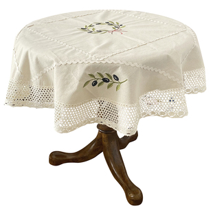 美式北欧 橄榄枝刺绣桌布 花园盖布防尘布茶几布阳台布艺复古怀旧