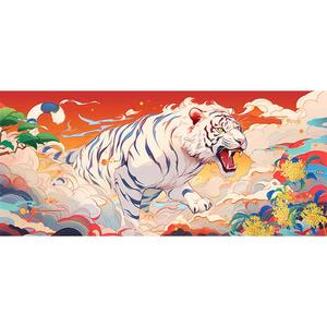 中国风鼠标垫超大号山海经国潮青龙白虎朱雀键盘垫桌垫可定制尺寸