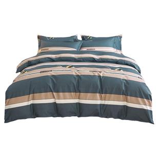 北欧风纯棉被套床上四件套简约100加厚全棉三件套床单床笠款定制