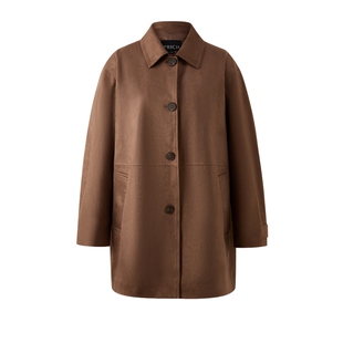 PRICH时尚复古深棕色仿麂皮外套冬宽松廓形中长款夹克女