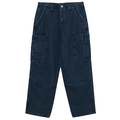 JDV商场同款蓝色棉质廓形牛仔裤