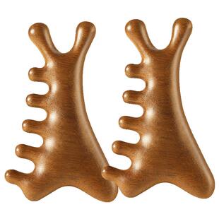 金丝檀木四合一多功能按摩梳头皮眼周鼻刮脸部刮痧板提拉经络梳