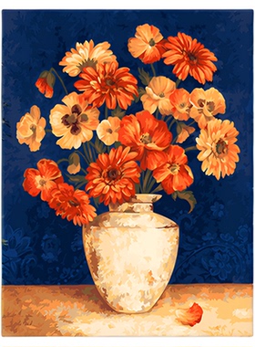 自油自画diy数字油画金盏菊