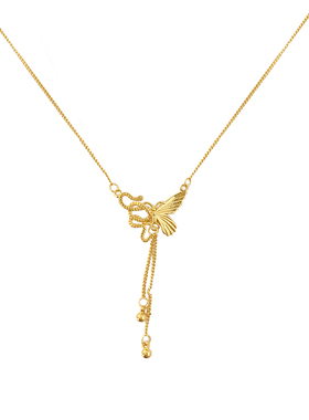 灵蛇蝴蝶新中式金色流苏项链