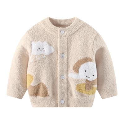 婴儿雪尼尔半边绒毛衣针织开衫