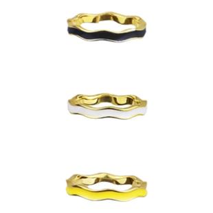 纯银镀黄金色彩色波浪小戒指 女Z曲线小耳环圆圈耳钉C字母个性潮