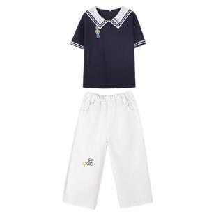 初中生套装少女夏季日系JK短裤海军领学院风2025年新品短袖两件套