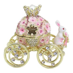 时尚创意装饰摆件合金工艺品兔子南瓜马车珐琅彩人工彩绘生日礼物