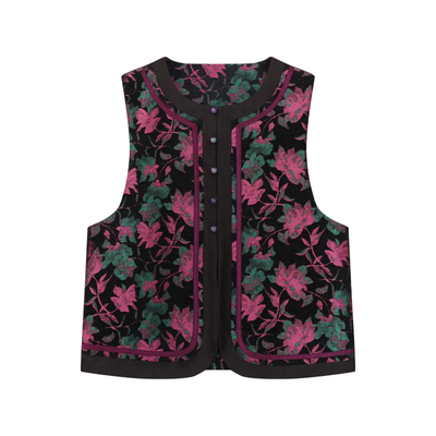 萧娘【听雪】纺织提花桑蚕丝马甲休闲宽松四季款百搭马夹XNA0201