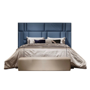 意式轻奢床纳布科真皮主卧高背大床别墅豪宅设计师高端定制芬迪