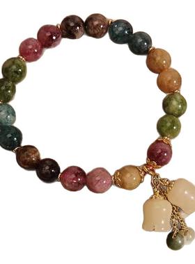 2025年新款彩虹碧玺手链女ins小众奢铃兰花吊坠手串闺蜜生日礼物