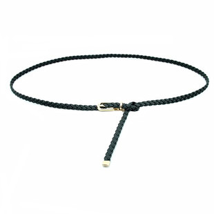 简约百搭编制皮带腰带女细编织装饰连衣裙子小皮带针扣潮黑色绳子