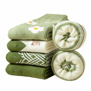 厚袜子女冬季秋冬加绒保暖中筒袜冬天新款加厚可爱月子袜产后长款