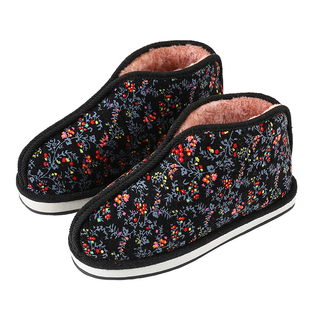 老式手工棉鞋男女冬季两片瓦蚌壳橡胶底中老人棉拖居家防滑保暖鞋