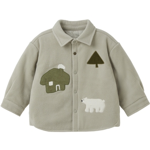 【新品】papa爬爬冬季儿童棉服男女童摇粒绒防静电保暖夹棉外套