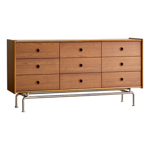 实木斗柜 中古风柚木五六九斗柜客厅卧室靠墙储物收纳柜玄关柜