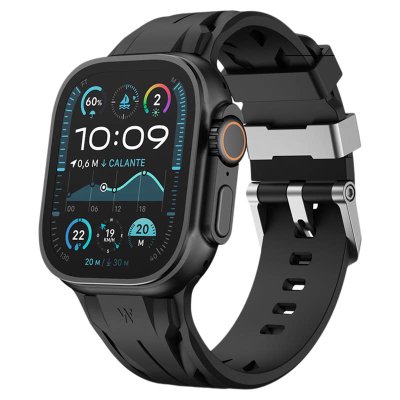 适用iwatch ultra3苹果2手表带S10康赛11钛合金FKM氟橡胶腕表带applewatch S9运动8智能7小众6创意SE高级