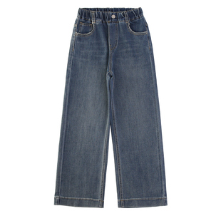 女童裤子春季2026新款春装女孩大童时尚窄版阔腿儿童牛仔裤春秋款