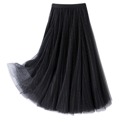 7282-高货重工10米亮丝大摆纱裙