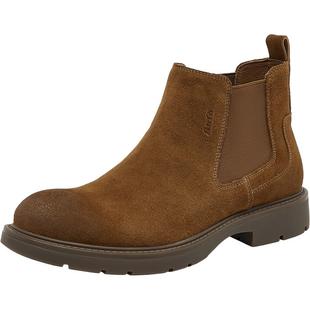 Bata切尔西男2025冬商场新款英伦通勤牛剖皮通勤加绒低靴29693DD5