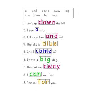 儿童英语sight word高频词选词填空练习题纸句子阅读训练作业纸