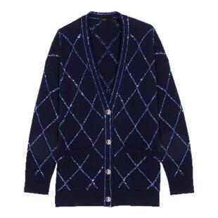 Maje秋冬女装复古穿搭法式慵懒绵羊毛混纺V领短款针织开衫上衣