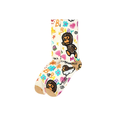 BABYMILOSTORE涂鸦小猴中筒袜