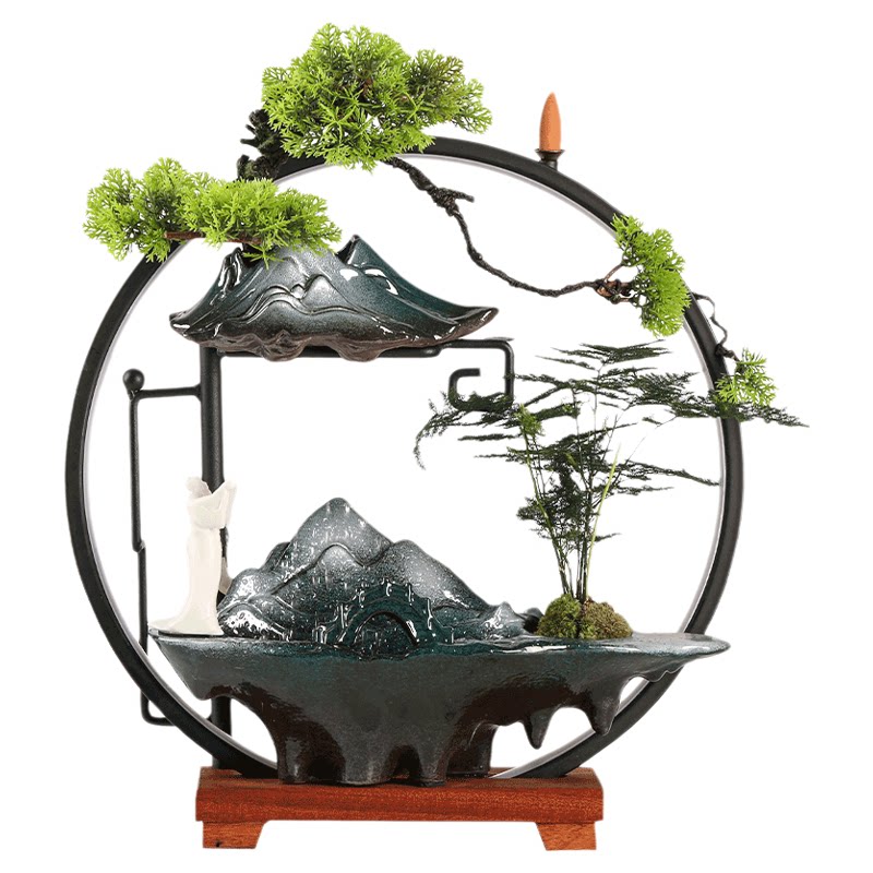小桥流水摆件循环水加湿器
