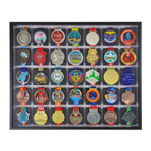 马拉松奖牌展示框运动相框收纳架铝合金加厚金属画框体育跑步挂墙