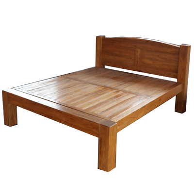 老榆木平尾大料双人实木床