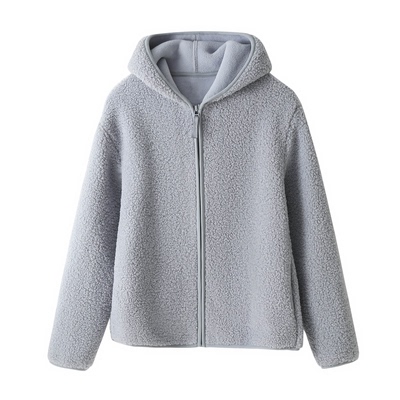 羊羔绒连帽短款外套女秋冬慵懒风宽松休闲加绒保暖摇粒绒夹克上衣