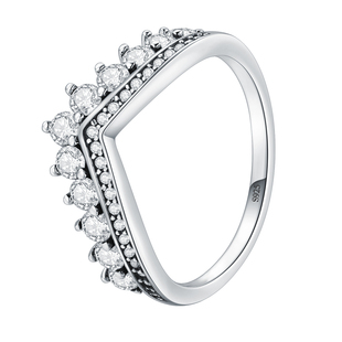 s925纯银饰百搭戒指锆石满钻女食指钻戒尾戒小拇指仿真闺蜜指环