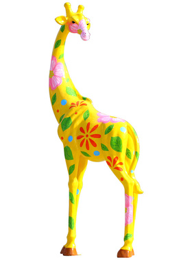 良泽玻璃钢户外仿真长颈鹿雕塑