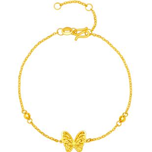 周六福黄金5G足金计价小仙蝶碎冰冰手链梦幻森林系列妇女节礼物