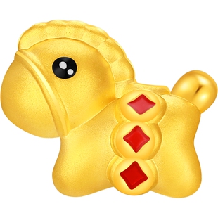 潮宏基好事发生聚财马上有钱足金串珠黄金转运珠硬金生肖马礼物