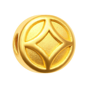 黄金小钱币 999足金铜钱转运珠纯金路路通DIY串珠
