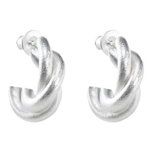 现货La Serenidad线条拧绳蛇藤磨砂雾面肌理高级复古小众耳环耳夹